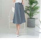 Asymmetric Hem Striped A-line Skirt