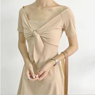 Knot Front Short Sleeve A-line Dress