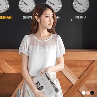 Mesh-paneled Short-sleeve Top