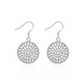 Simple Round Pattern Earrings Silver - One Size