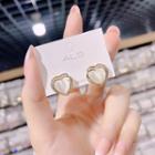 Heart Rhinestone Cat Eye Stone Earring 1 Pair - Gold - One Size