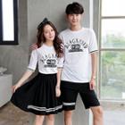 Set: Printed Couple T-shirt + A-line Skirt / Shorts