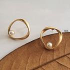 Faux Pearl Twisted Hoop Earring 1 Pair - Gold - One Size
