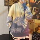 Abstract Print Mock-neck Sweatshirt