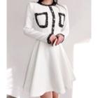 Tweed-trim Pocket-detail A-line Dress