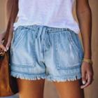 Low-rise Plain Denim Shorts