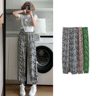 Lettering Chiffon Harem Pants