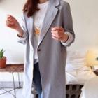 Notched-lapel Single-breasted Trench Coat Sky Blue - One Size