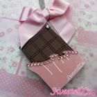 Sweet Xl Pink Ribbon Swarovski Crystal Choco Bar Long Necklace Silver - One Size