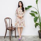 Floral-patterned A-line Chiffon Dress