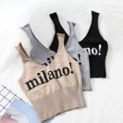 Letter Cropped Knit Tank Top