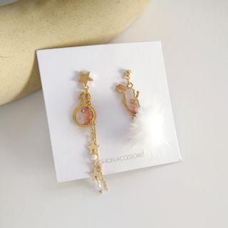 Non-matching Star & Rabbit Drop Earring / Clip-on Earring