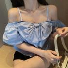 Cold Shoulder Short-sleeve Bow Top