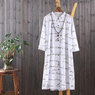 Long-sleeve Lettering Shirt Dress