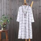 Long-sleeve Lettering Shirt Dress