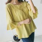 Square-neck Tie-back Textured Blouse