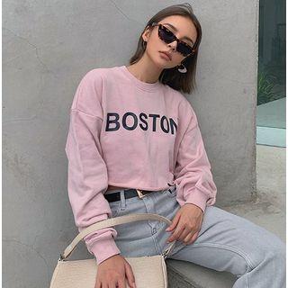 Drop-shoulder Printed Crop Pullover