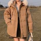 Fluffy Trim Down Coat