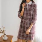 3/4-sleeve Tweed Minidress