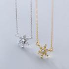 925 Sterling Silver Rhinestone Snowflake Necklace