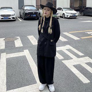 Buckled Blazer / Wide Leg Dress Pants