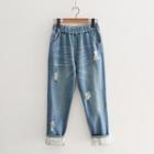 Distressed Drawstring Jeans