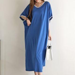 V-neck Long Ringer T-shirt Dress