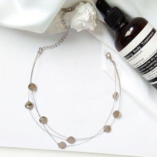 Layered Alloy Disc Choker Choker - Silver - One Size