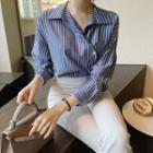 Side-button Stripe Shirt