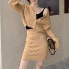 Cable Knit Cardigan / Knit Skirt