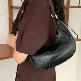 Croc Grain Pleather Hobo Bag