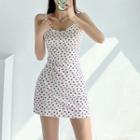 Strawberry-print Sleeveless Mini Dress White - One Size