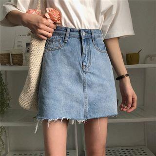 High Waist Denim Skort