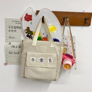 Cartoon Applique Crossbody Tote Bag