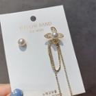 Non-matching Faux Pearl Alloy Flower Earring As Shown In Figure - One Size