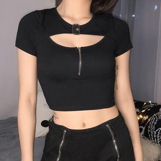 Short-sleeve Cutout Cropped T-shirt