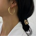 Matte Alloy Hoop Earring 1 Pair - Silver Needle - Gold - One Size