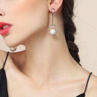 Metal Faux Pearl Dangle Earring