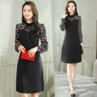 Long-sleeve Bow-accent Shift Dress