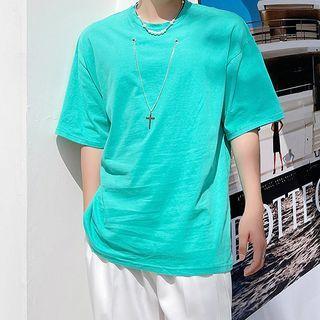 Elbow-sleeve Cross Chain T-shirt