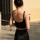 Plain Open Back Cropped Tube Top