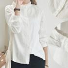 Frill Trim Linen-blend Blouse