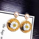 Faux Pearl Daisy Dangle Earring 1 Pair - Yellow - One Size