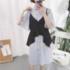Plain Camisole Top / Striped Short-sleeve Shirtdress