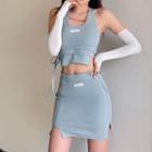 Tie-waist Logo Tank Top + Logo Skirt