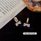 Bow Rhinestone Alloy Earring Fn26100 - 1 Pair - Gold - One Size