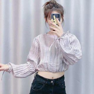 Long-sleeve Cropped Crinkled Top