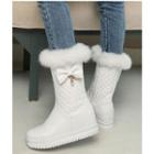 Bow Accent Hidden Wedge Platform Quilted Boots