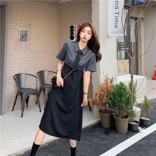 Two Tone A-line Mini Shirtdress