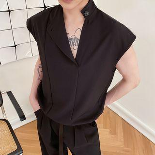 Sleeveless Stand Collar Shirt